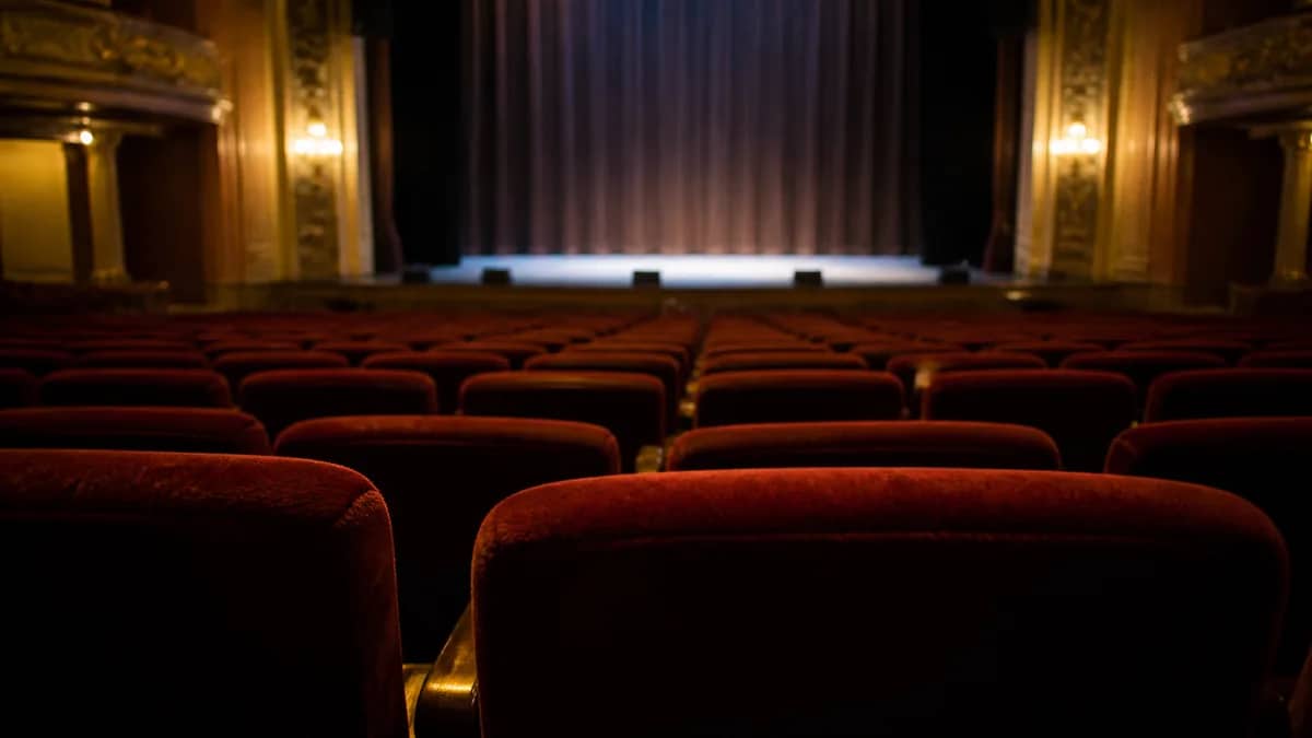 A cultural venue set for a performance or exhibition.