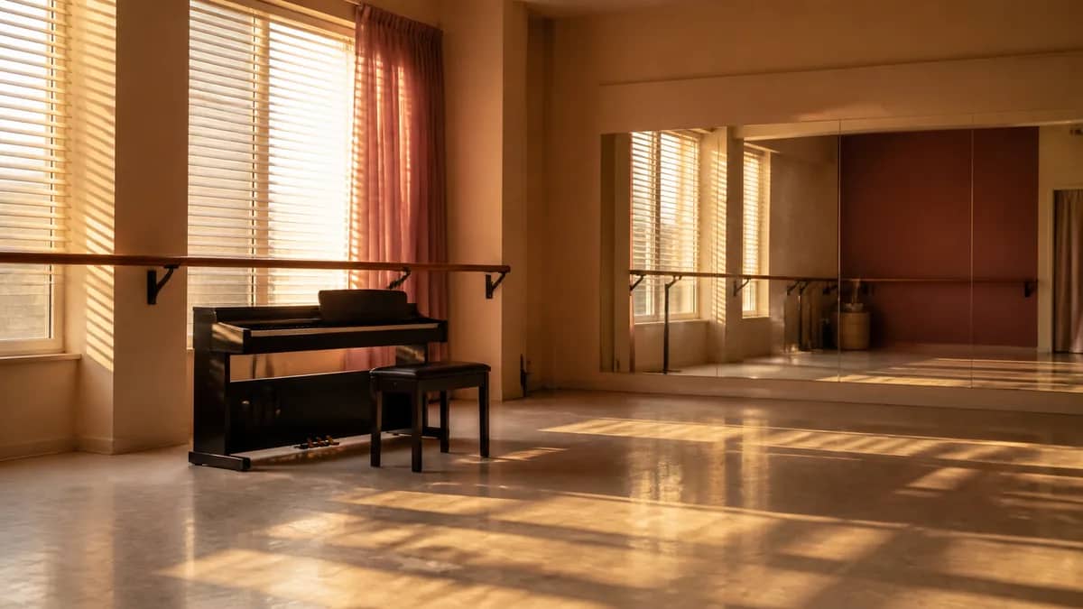 A cultural venue set for a performance or exhibition.