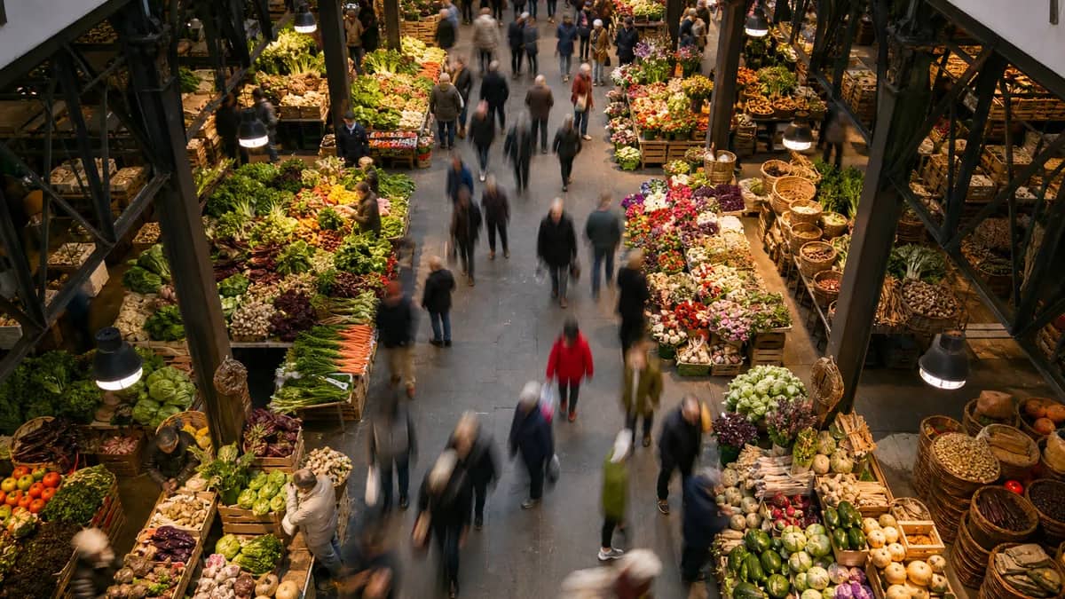 A street or covered market.