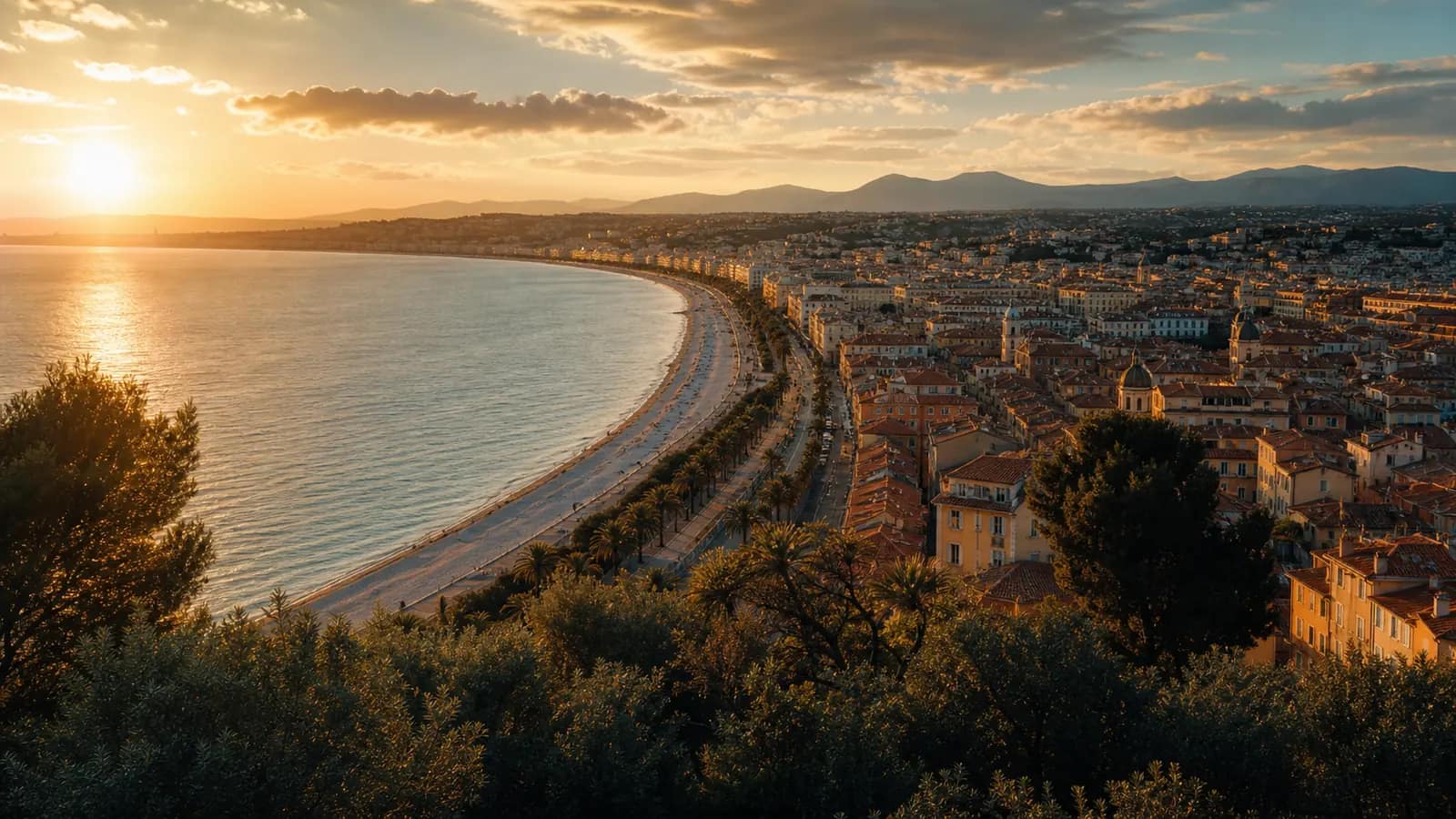 Cinematic travel view of nice, destination guide