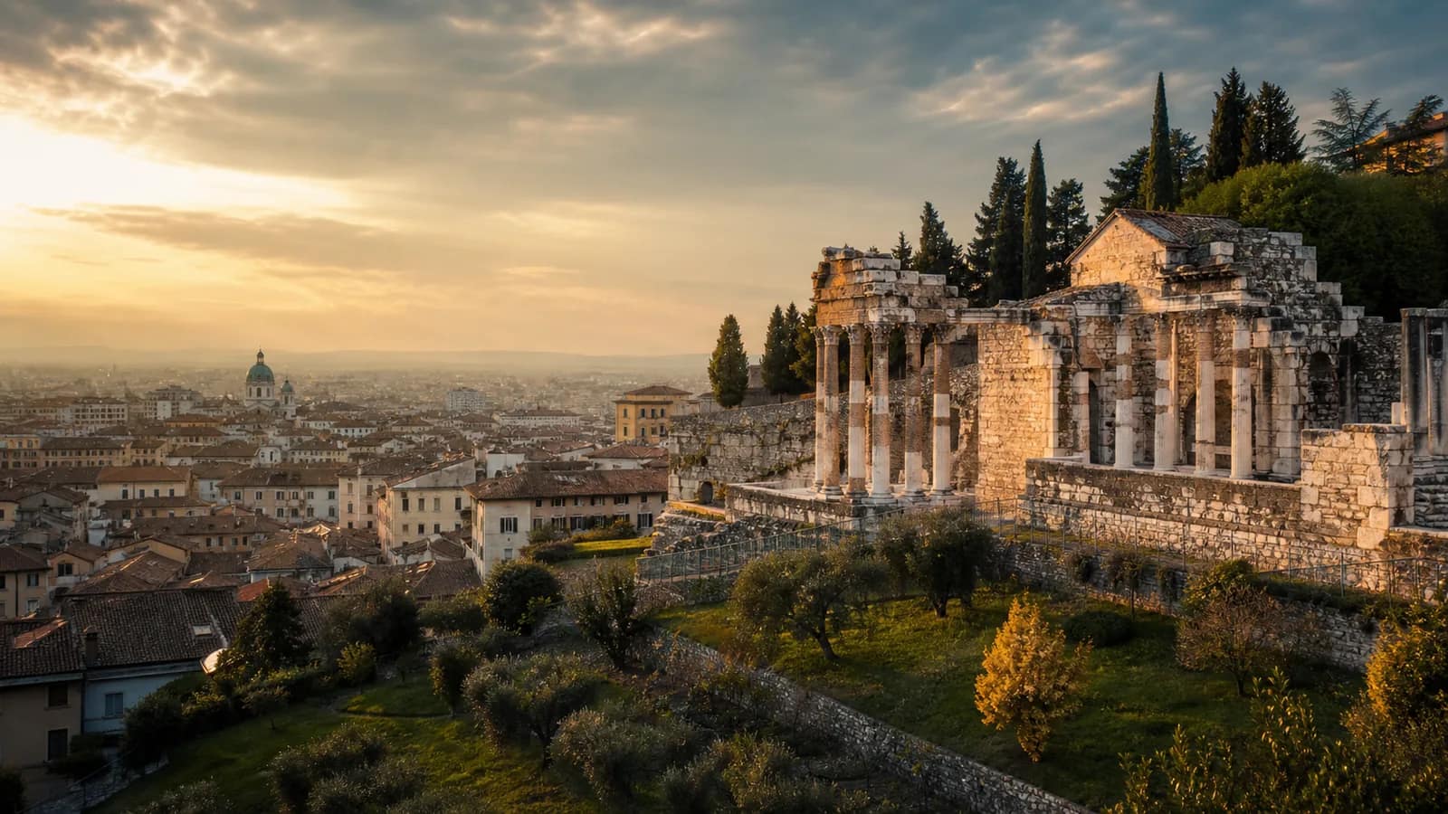 Cinematic travel view of brescia, destination guide