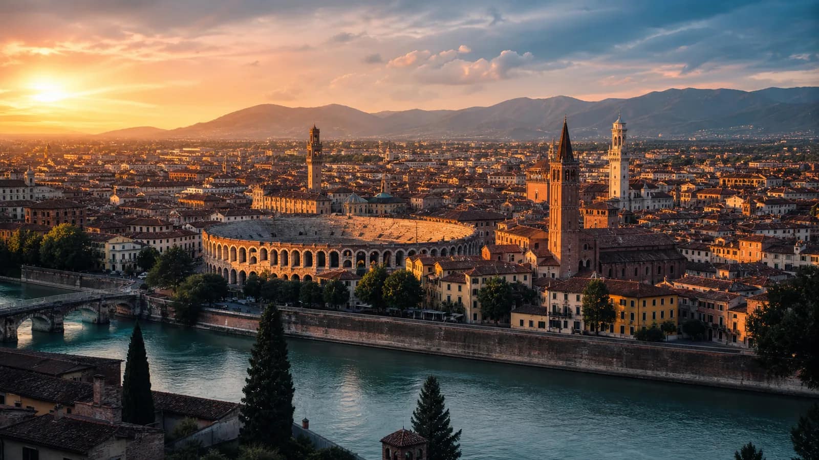 Cinematic travel view of verona, destination guide