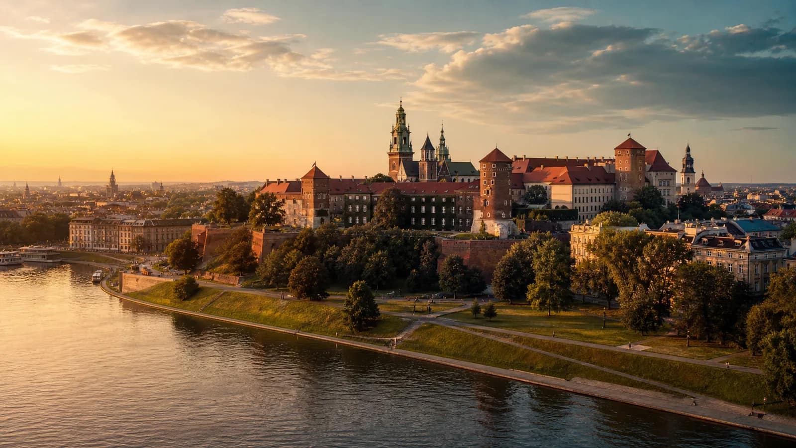 Cinematic travel view of krakow, destination guide