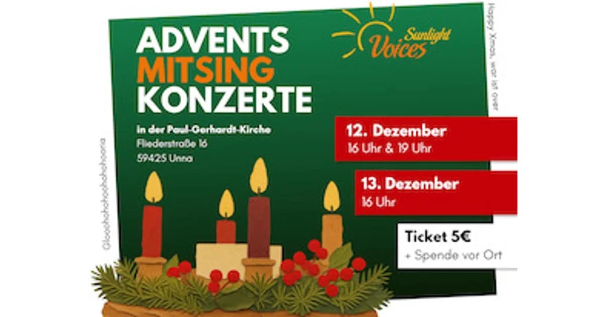 Chorkonzerte Sunlightvoices - Advents Mitsing Konzert event image