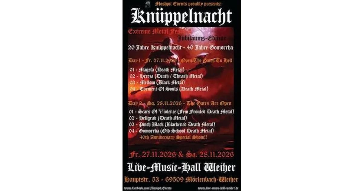 20 Jahre Knüppelnacht - Ticket Samstag 28.11.2026 event image