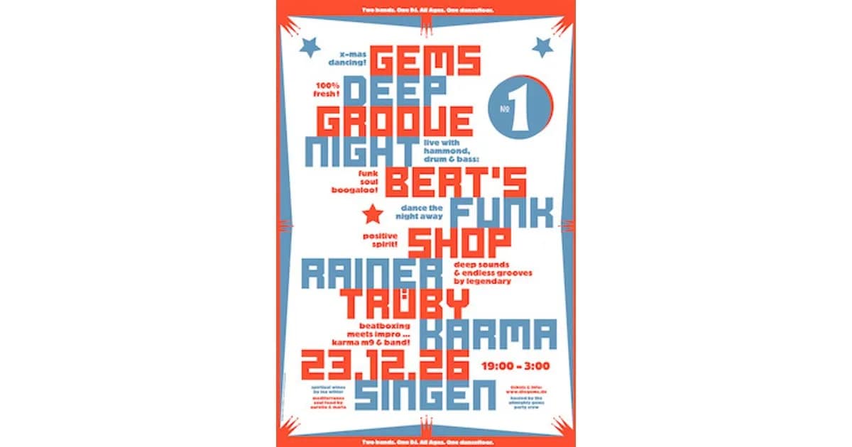 Programm GEMS - Deep Groove Night No.1 - Bert's Funk Shop | Rainer Trüby | Karma & Band event image