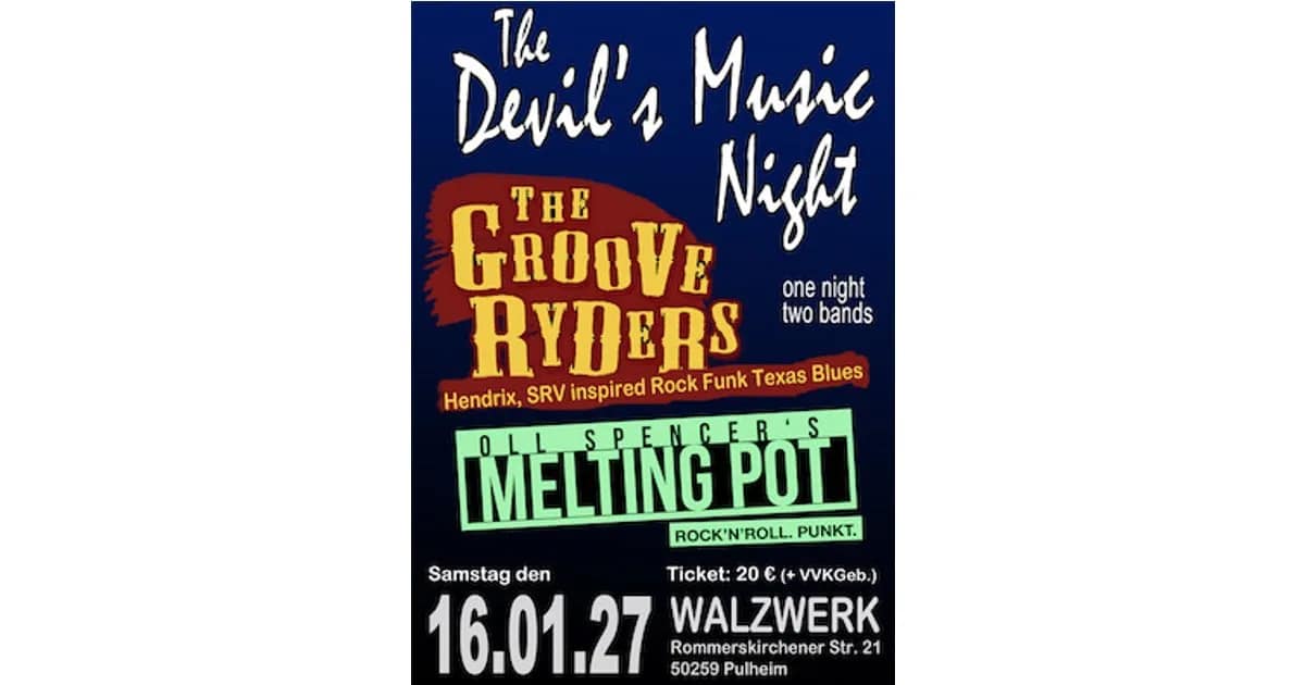 Groove Ryders & Oll Spencer´s Melting Pot - Rock Funk & Texas Blues aus Köln - Konzert - One Night 2 Bands event image