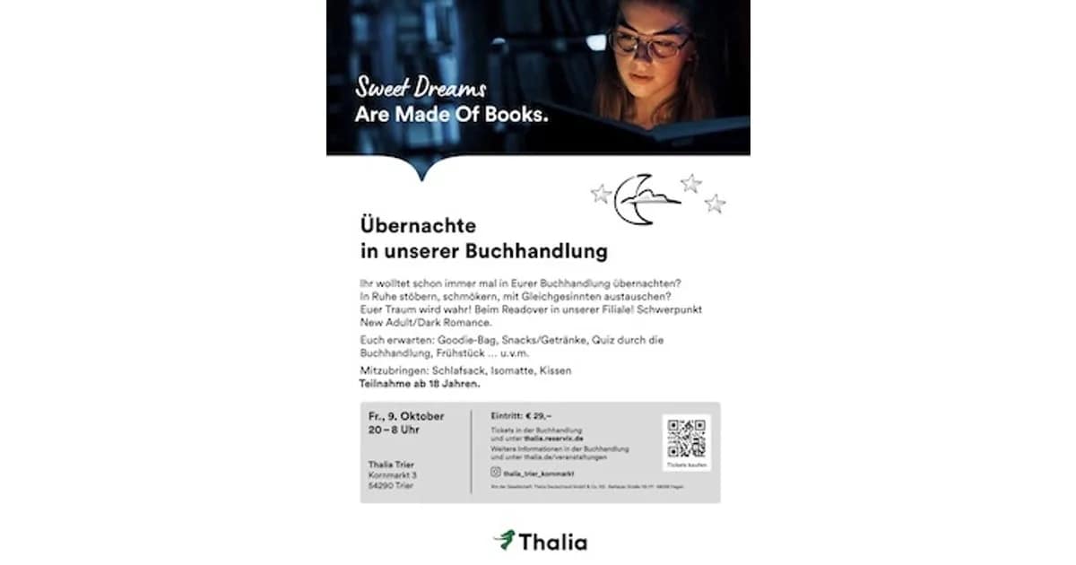 Mayersche Trier (157115337) - Thalia Readover: Übernachte in unserer Buchhandlung! event image
