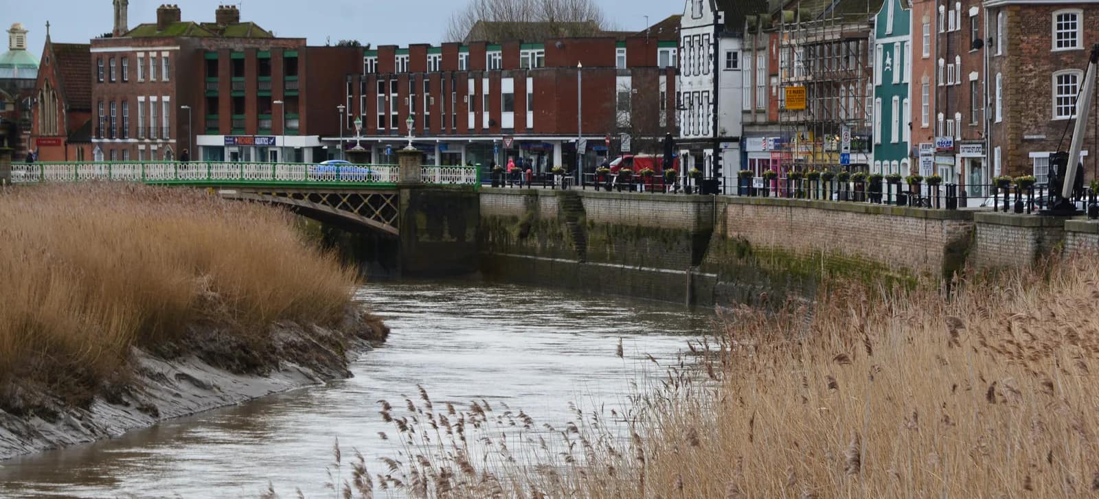 The River Parrett flowing through the centre of Bridgwater