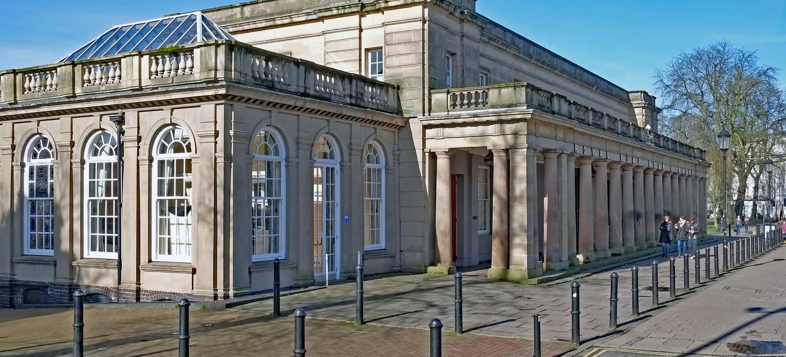 The colonnaded Royal Pump Rooms and Baths on the Parade in Leamington Spa
