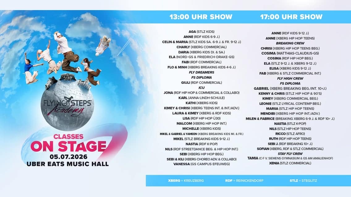FLYING Steps Academy | Sommershow Classes - CombiTicket