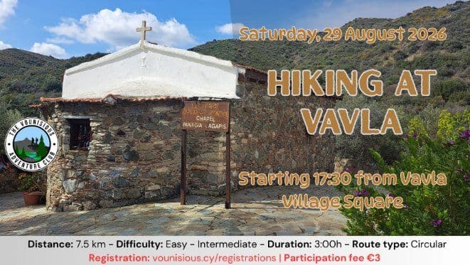 Vounisious Circular Hike at Vavla: Easy-Intermediate Trail in Larnaca event image