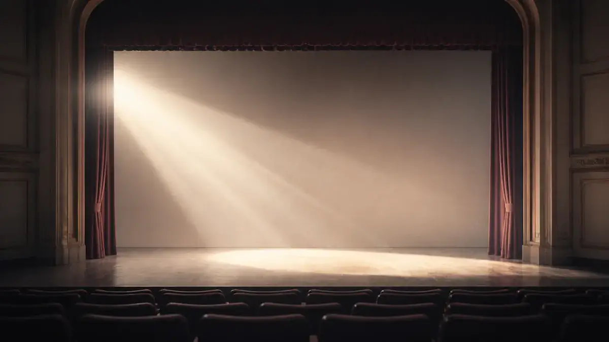 A cultural venue set for a performance or exhibition.